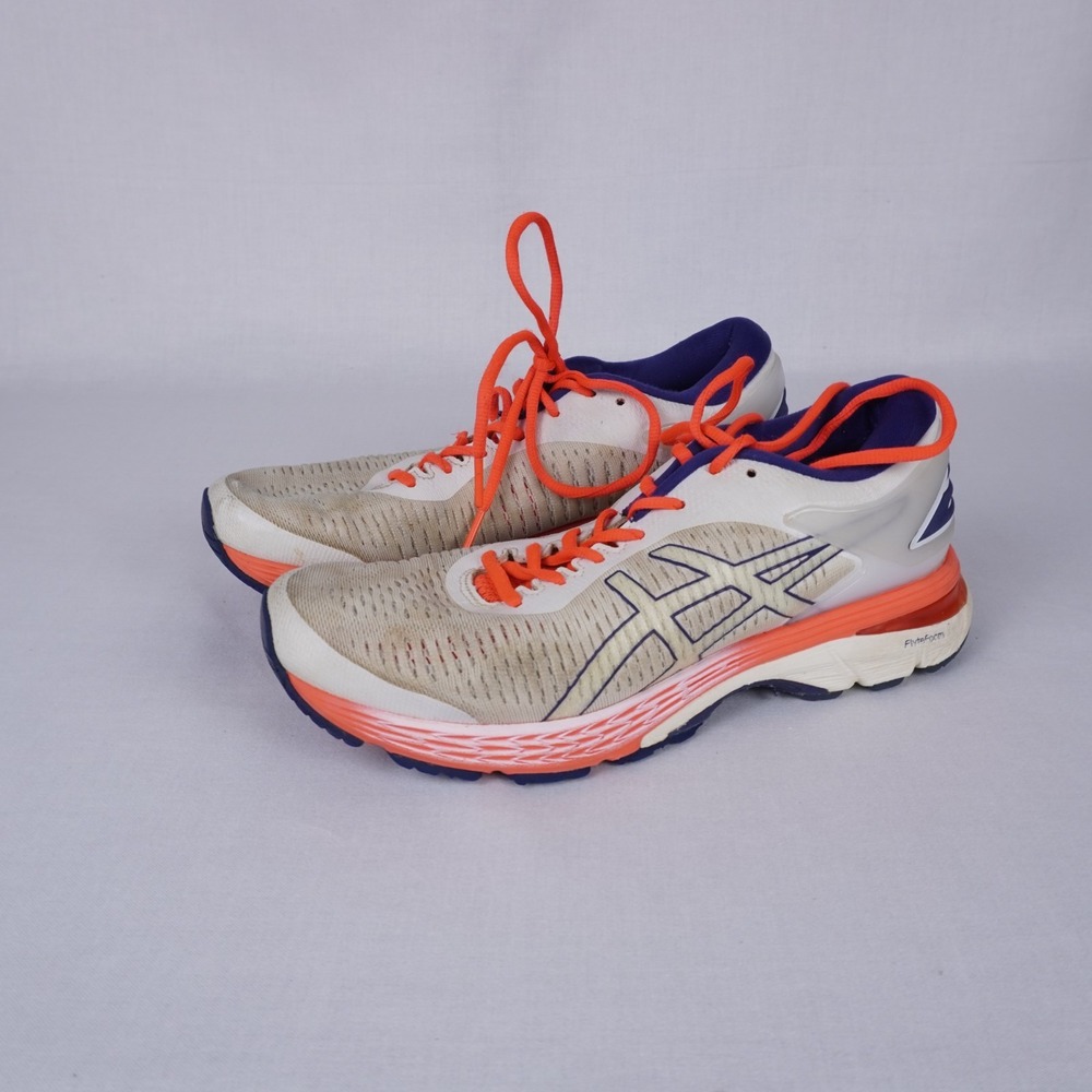 Asics Gel Kayano 25 Size 8.5 White Red Running Shoes Sneakers 1012A026